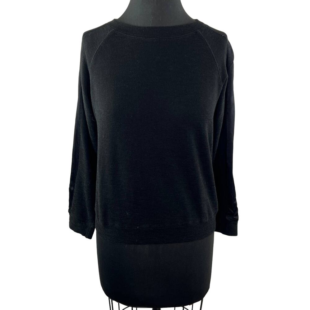 MONROW Black Vintage Raglan Long Sleeve Crew Neck Pullover Sweatshirt Top S